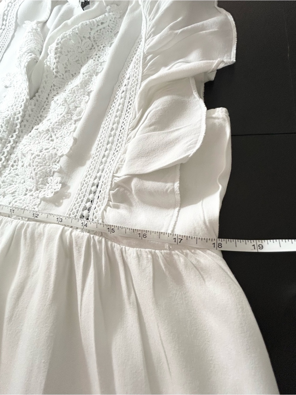 Molly Bracken White Crochet Lace Ruffle Tiered Babydoll Dress Size L - Picture 5 of 8